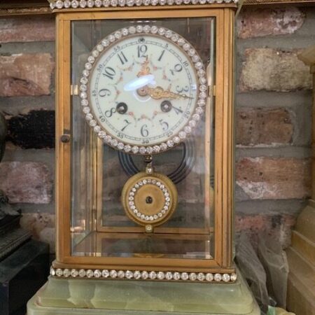 Green Onyx Jeweled Clock - Vincenti & Cie Médaille d'Argent 1855