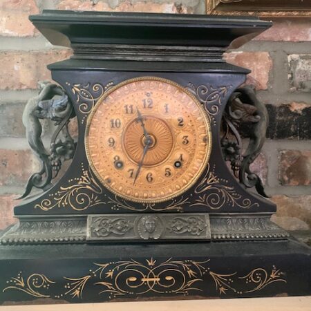 1882 Vintage Antique Cast Iron Ansonia Rosalind Angel Clock