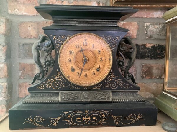 1882 Vintage Antique Cast Iron Ansonia Rosalind Angel Clock