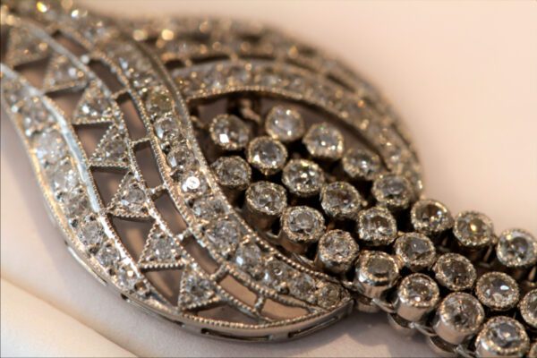 Platinum Art Deco Edwardian Earrings: 7 Carats Diamonds - Image 2