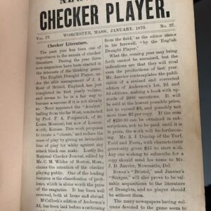 Hard Bound New England Checker Player Book (1879)