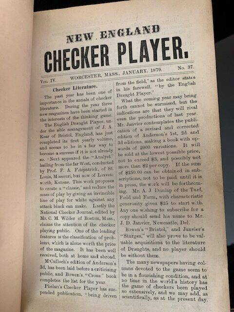 Hard Bound New England Checker Player Book (1879)